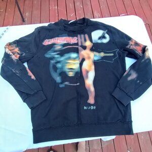 Givenchy Black Heavy Metal Print Distressed Sweatshirt size large